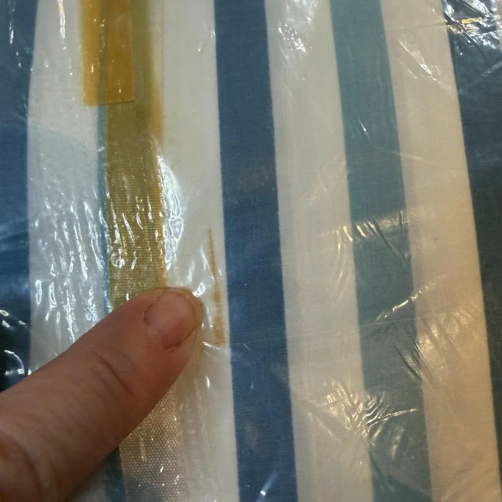 Vtg 70s Springmaid Combed Percale Cotton Twin Bed Sheet Stripe Blue White NOS